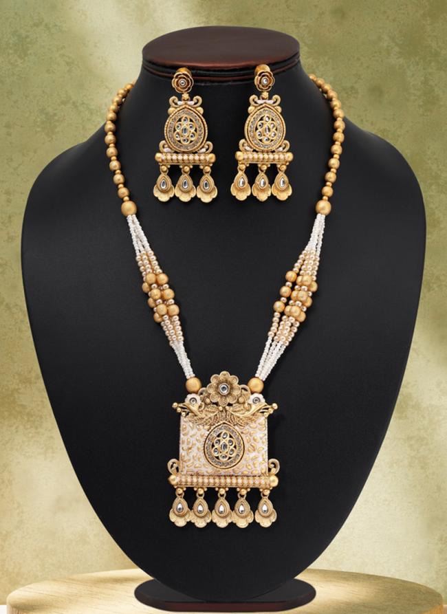   Festival Wear  Gold Color Matte Gold Meenakari Necklace Set